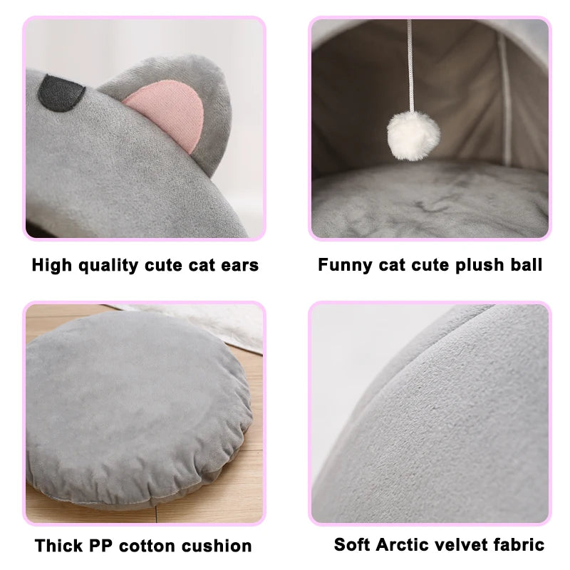 Cozy Grey Cat Bed & Pet House – The Perfect Solution for a Warm, Comfortable Sleep for Cats