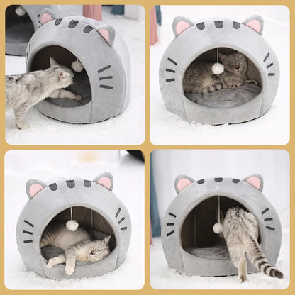 Cozy Grey Cat Bed & Pet House – The Perfect Solution for a Warm, Comfortable Sleep for Cats