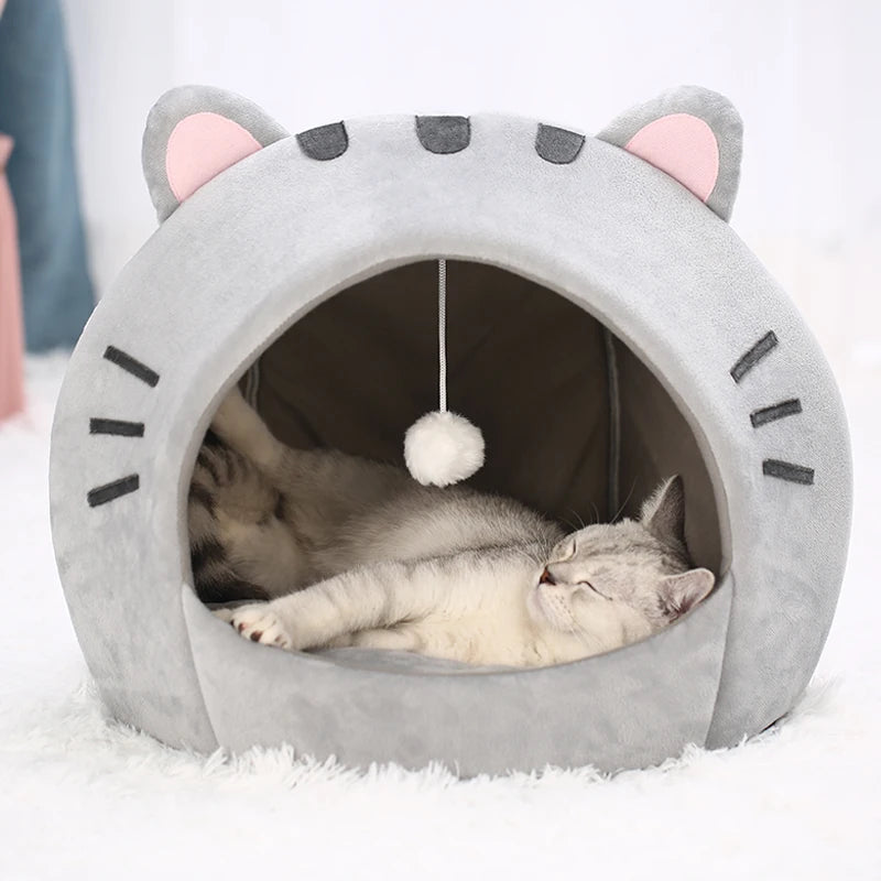 Cozy Grey Cat Bed & Pet House – The Perfect Solution for a Warm, Comfortable Sleep for Cats